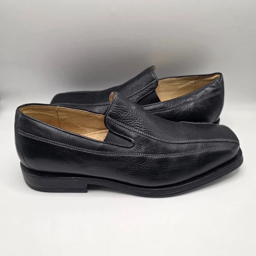 Sandro Moscoloni Loafers Comfort Gel Black Leather Slip On Dress Shoes Mens 13D